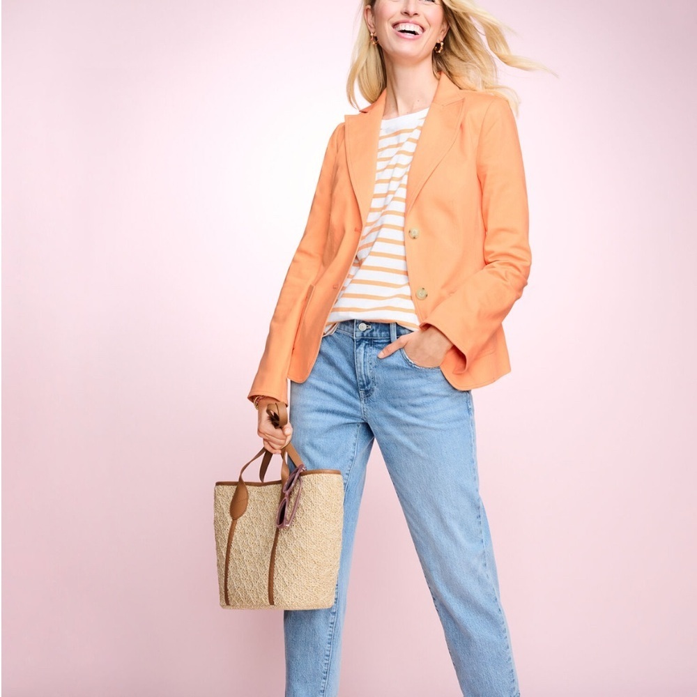 Talbots 2 Button NotchCollar PatchPocket Tangerin… - image 1